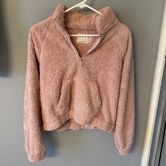 Aeropostale pink fluffy pull over coat/women’s size medium - Picture 1 of 3
